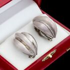 Antique Vintage Deco Mid Century Sterling Silver Repousse HEAVY Earrings 21.3g