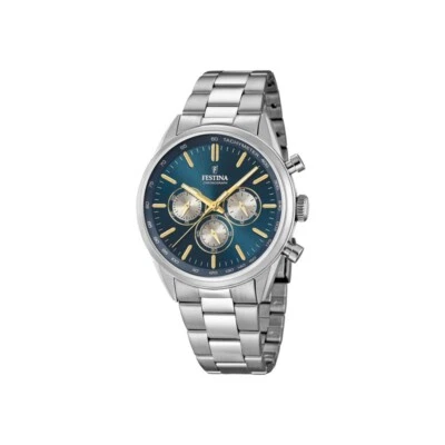 Orologio Uomo Festina F16820/C Cronografo Con Quadrante Blu E Cinturino Acciaio - Immagine 1 di 3