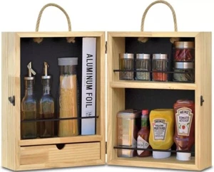 FIELDOOR Wooden Spice Cutlery Box Outdoor Camping BBQ Cooking Tool Portable Case - Picture 1 of 10