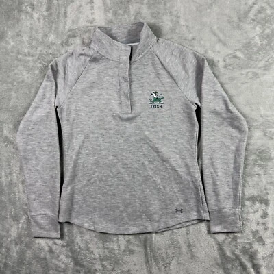 Sudadera Notre Dame Under Armour Mujer Gris Medio 1/4 Botón Pullover Polar Foto 1 de 4