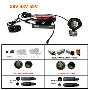 36V 48V 52V E-bike Scheinwerfer & Rücklicht Set für BAFANG BBS01 BBS02 BBSHD/KT - Picture 1 of 21