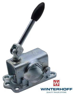 Klemmschelle Stützradhalter Klappknebel Gussplatte Rohr Ø 48mm Stützrad Stütze - Bild 1 von 4