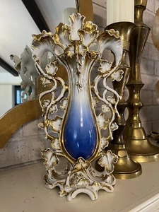 Vintage 19th-Century French Vieux Paris Old Porcelain Hand Painted Decor Vase - Picture 1 of 17