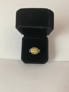 White Gold Plated 3.0Ct Cushion Cut Lab Created Yellow Citrine Halo Women's Ring - Picture 1 of 1