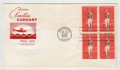 AMELIA EARHART ~ FDC FIRST DAY COVER ~ SCARCE WITH HER AIRPLANE - 1963 - Image 1 of 2
