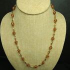 Vintage Jewelry Gold Fution Glass Beads Link Necklace 6178
