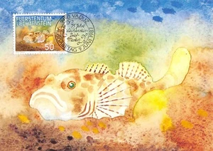 Carte Maximum FDC LIECHTENSTEIN poissons 1987 juin MK 75 n3 - Picture 1 of 2