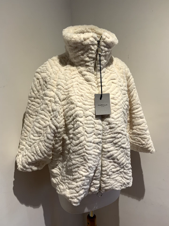 Marella Sport Jacket UK 8 NEW Womens Faux Fur Cape poncho cream coat Max Mara - Image 1 of 4