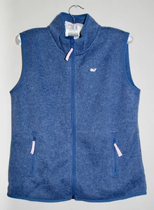 NWT Vineyard Vines Girls Moonshine Blue Solid Sweater Fleece Vest sz L 14 - Picture 1 of 9