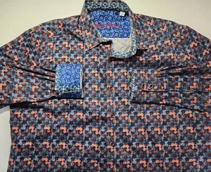 Robert Graham Mens Size L Long Sleeve Button Down Flip Cuff Red White Blue - Picture 1 of 12