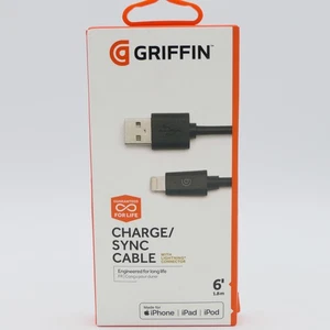Griffin Charge / Sync Cable w/ Lightning Connector 6 Ft Black M-Fi Certified - Picture 1 of 3