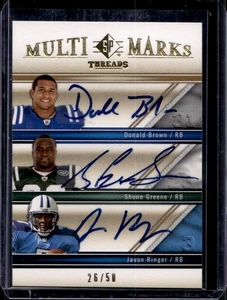 2009 SP Threads Donald Brown Shonn Greene Javon Ringer Multi Marks Auto /50 - Picture 1 of 2