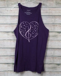 Torrid Womens Size 2X Graphic Loose Fit Halter Tank Top Heart Musical Notes - Picture 1 of 7