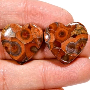 38.60 Ct Natural Peanut Obsidian Pair Heart Cabochon Gemstone 21x20x6 mm TR140 - Picture 1 of 7