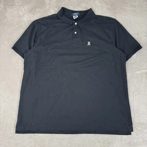 Psycho Bunny Polo Shirt Mens 2XLT Black Preowned Pima Cotton Pique Short Sleeve - Picture 1 of 8