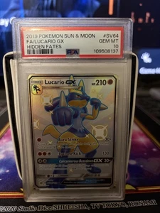 PSA 10 Shiny Lucario GX SV64/SV94 Hidden Fates Full Art Pokemon Card  - Picture 1 of 2