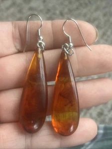 Orecchini a goccia colore ambra oro miele marrone gioielli vintage - Foto 1 di 9
