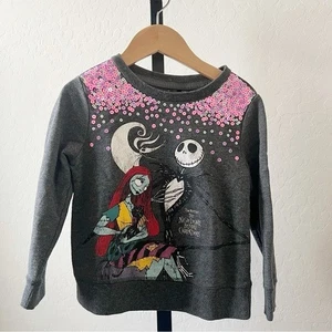 Disney Nightmare Before Christmas Grey and Pink Sequin Sweatshirt - Picture 1 of 4