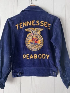 Vintage 1950s FFA Blue Corduroy Chainstitch Jacket Tennessee Peabody AG - Picture 1 of 14