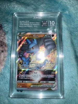 Pokemon TCG Lucario v VSTAR Sword & Shield Promo SWSH214 Holo Card TAG 10 - Image 1 of 2