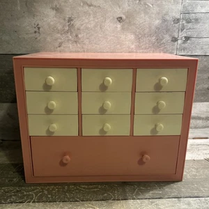 Retro MCM Vintage Pink Cream Akro-Mils Storage Cabinet 10 Drawers Bin Organizer - Picture 1 of 10