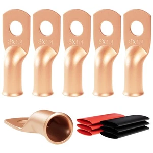 6pcs 8 Awg - 1/4" (M6) Wire Lugs Ring Terminal Connectors Ends Heavy Duty for... - Picture 1 of 7