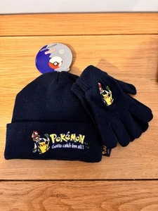 Vintage Nintendo Pokémon Gotta Catch Them All Beanie & Glove Set W/ Tag Age 3-9 - Foto 1 di 14