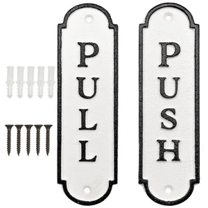 Cast Iron Push/Pull Door Signs Set of 2; Farmhouse Style for Home and Business - Picture 1 of 9