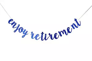 Enjoy Retirement Glittery Blue Banner, Happy Retirement, I'm Retired, Goodbye... - Picture 1 of 9