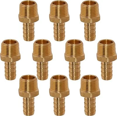 10 Pcs 1/8"in MIP Brass Hose Barb x Male Adapter Fuel Air Pipe Fitting Plumbing - Image 1 of 4