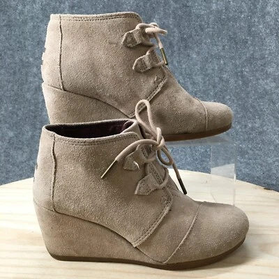 Toms Botas Mujer 6 Desert Botines Beige Gamuza Tacones de Cuña Con Cordones Foto 1 de 4