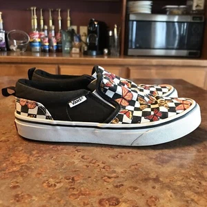 Missy Girls Youth Size 2.5 VANS ASHER Butterfly Checkerboard Slip On Shoes - Picture 1 of 8