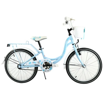 FLOWERS 20" Kinderfahrrad Mädchenfahrrad Fahrrad für Mädchen Kinderrad BLAU - Bild 1 von 4