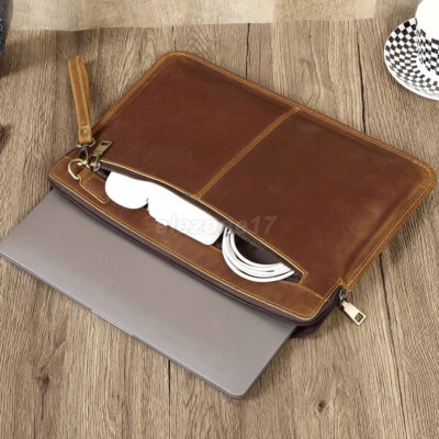 Genuine Leather Laptop Bag Sleeve Pouch Case For MacBook Pro 13 14 M4/M3 Air 13 - Image 1 of 4