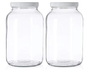 2 Pack 1 Gallon Large Mason Jars with Lid Wide Mouth Fermenting Canning Jars - Picture 1 of 9
