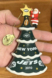 Danbury Mint Christmas Tree NEW YORK JETS NFL Santa Hanging Ornament 2010 - Picture 1 of 3