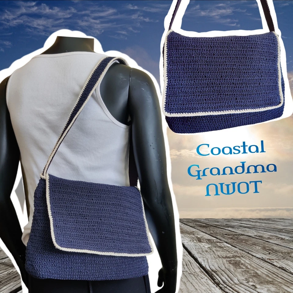 Cartera Gloria Desteñida Playa Bolso de Mano Lazo Mango Forrado Cremallera Algodón y Olefina Abuela Foto 1 de 4