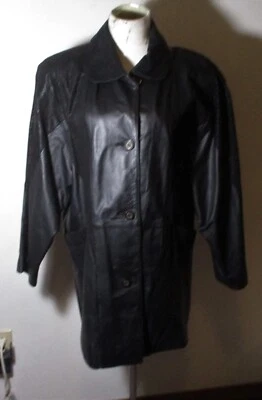 Leather JACQUELINE FERRAR Black 100% Leather Coat Size M NWOT - Image 1 of 4