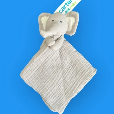 Cobertor de segurança Carters Child of Mine pequeno cinza algodão musselina ELEFANTE Lovey - Imagem 1 de 4