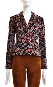 VINTAGE DOLCE GABBANA D&G Women's Floral Micro Corduroy Blazer Jacket 40IT / S