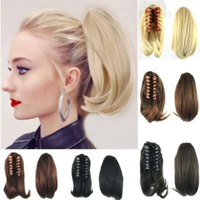 Extra Thick Real Claw Ponytail Clip In Hair Extensions Pony Tail As Human HAIR