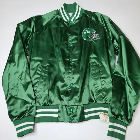 Vintage Chalk Line Satin Nylon Jacket  New York Jets Youth Bomber 18/20 NOS NEW Cover