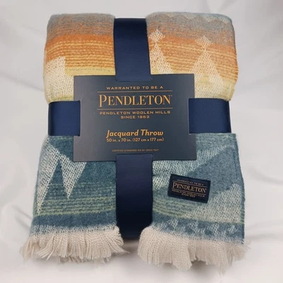Pendleton Jacquard Throw Blanket 50x70 Lodge Cabin Geometric Soft Polyester NEW - Image 1 of 4