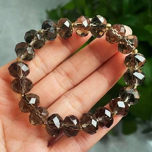 11mm Natural Smoky Quartz Crystal Beads Bracelet AAA - Picture 1 of 5