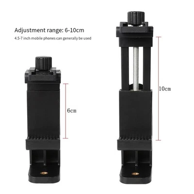 Black 360 Degree Rotation Mobile Phone Holder Mount Adapter for Tripod Use - Image 1 of 4