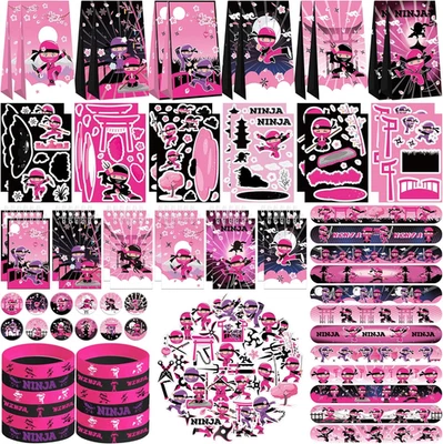 122PCS Girl Ninja Party Favors Set, 50 Stickers, 12 Assemble Stickers, 12 Button - Image 1 of 4