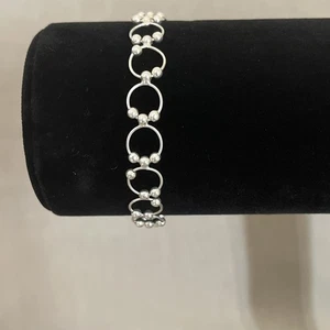 ❤️VTG STERLING 925/Y BALL ON CIRCULAR LINK BRACELET 5G - Picture 1 of 3