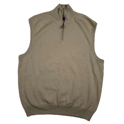 Polo Golf Ralph Lauren Colete Suéter Masculino Tamanho Grande Bronzeado Lã Merino 1/4 Zíper - Imagem 1 de 4