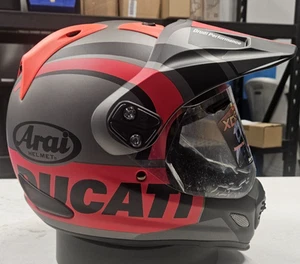DUCATI TOUR V4 ADVENTURE Helmet BY ARAI SIZE XL SILVER RED AND BLACK 980172326 - Picture 1 of 9