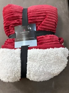 New Cuddl Duds Cozy Plush Sherpa Throw Burgundy Red 50x60 Women Owned Ribbed - Picture 1 of 3